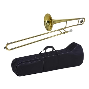 summina Alto Trombone Brass Gold Lacquer Bb Tone B flat Wind Instrument with Cupronickel Mouthpiece ...