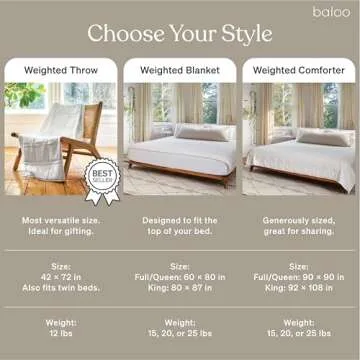 Baloo Weighted Blanket for Adults 25 lb King (Pebble White, 80"x87") | Cooling & 100% Cotton | Glass Microbead Fill