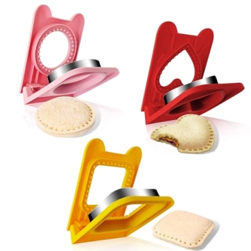 3PCS Sandwich Cutter and Sealer, Fun Cookie Cutters, 2-In-1 Sandwich Cutter and Sealer, Pocket Sandw...