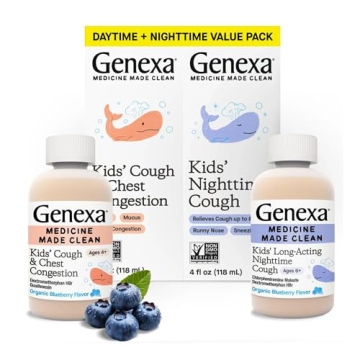 Genexa Kids' Organic Cough Relief - Dye-Free, 0% Additives, Blueberry Flavor