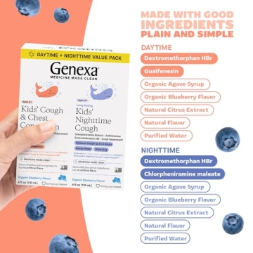 Genexa Kids Organic Cough Medicine Dye-Free Blueberry Flavor