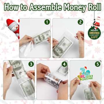 Konsait Christmas Money Roll Holder Gift Box for Cash