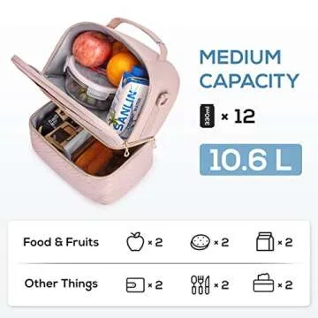 TOURIT Double Deck Lunch Box Insulated Cooler with Ice Packs - Perfect for Women, Camping & Outdoor ...