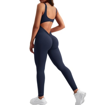 YEOREO Sleeveless Jumpsuits for Women Sexy Backless Gym Bodycon Lizvette V Back Scrunch Butt Rompers...