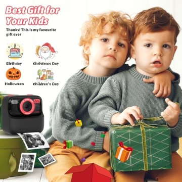 Kids Instant Digital Cameras for Boys and Girls, 1080P HD Dual-Lens Selfie Digital Camera with Print...
