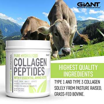 Giant Sports Collagen Peptide Powder - Essential Amino Acids for Wellness & Beauty - 1 LB
