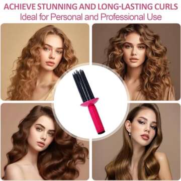 IKNZI Curly Hair Styler Tool - 2024 New Fluffy Curling Comb with Roll Design for Voluminous Curls, Pink