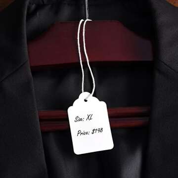 Brothersbox Price Tags with String Attached, 500pcs White Smooth Surface Marking Merchandise Strung Tag Writable Label Small Hang Tag for Pricing Gift Jewelry Clothing 1.375 x 0.875 inch