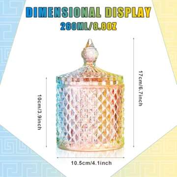 Aoriher 4 Pcs Crystal Glass Candy Jar Set with Lids Home Decorative Storage Jars for Apothecary, Bat...