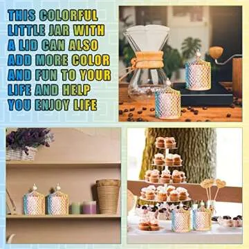 Aoriher 4 Pcs Crystal Glass Candy Jar Set with Lids Home Decorative Storage Jars for Apothecary, Bathroom, Kitchen, and Pantry, Ideal for Cotton Swabs and Jewelry(Medium,Colorful)