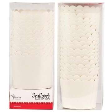 Blue Sky Simcha Collection Scalloped White Paper Baking Cups | Pack of 16