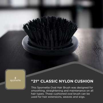 Spornette Large Oval Hair Brush With Cushioned Nylon Bristles for Smoothing, Straightening, Detangli...