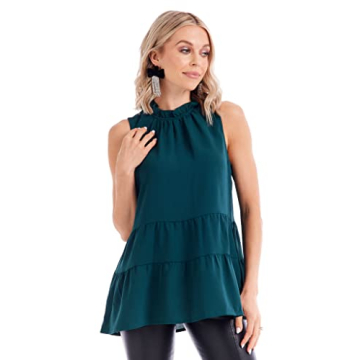 Mud Pie Women's Taye Flounce Top, Green, Small
