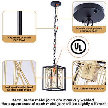 FLOURIM Black Gold Pendant Lighting Fixture for Home