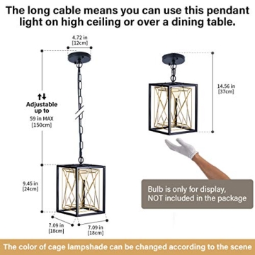 FLOURIM Black Gold Pendant Lighting Fixture for Home