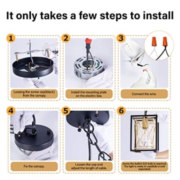 FLOURIM Black Gold Pendant Lighting Fixture for Home