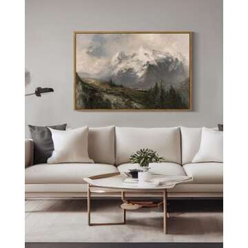 VIYYIEA Vintage Nature Large Framed Wall Art, The Alpine Pastures Paintings Art Decor Room Aesthetic...
