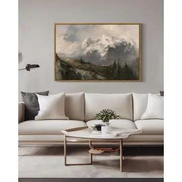 VIYYIEA Vintage Nature Large Framed Wall Art - Alpine Pastures Canvas Print 24X36 Inch