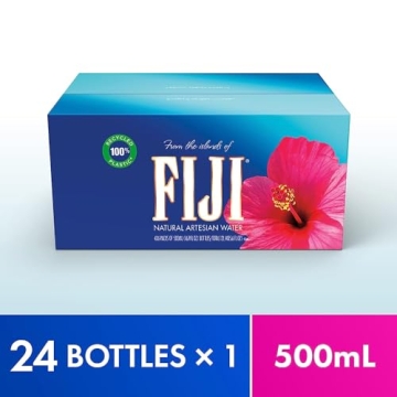 FIJI Natural Artesian Bottled Water 500mL / 16.9 Fl Ounce (Pack of 24) - 100% Natural Electrolytes