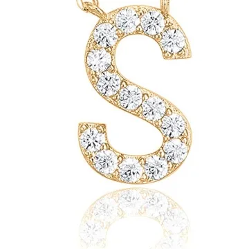 PAVOI 14K Yellow Gold Plated Cubic Zirconia Initial Necklace | Letter Necklaces for Women | S Initial