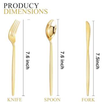 SUT 150PCS Gold Plastic Silverware,Gold Plastic Utensils,Gold Silverware Disposable,Disposable Utens...