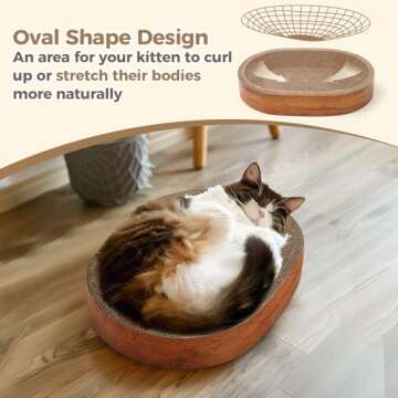 ComSaf Cat Scratching Board - Cat Scratcher for Indoor Cats, Cardboard Cat Scratch Pad Oval Cat Scra...