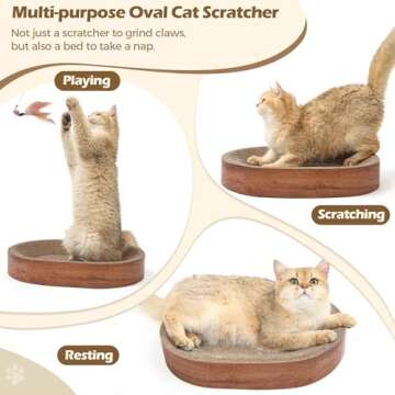 ComSaf Cat Scratching Board - Cat Scratcher for Indoor Cats, Cardboard Cat Scratch Pad Oval Cat Scratcher Bed for Kitten, Durable Cat Scratcher Bowl Circle, Furniture Protector from Cat Claws