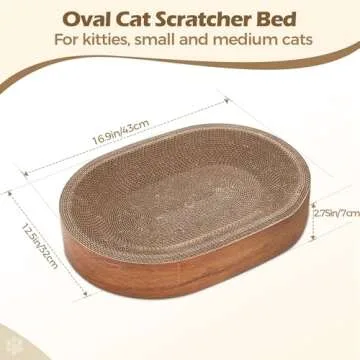ComSaf Cat Scratching Board - Cat Scratcher for Indoor Cats, Cardboard Cat Scratch Pad Oval Cat Scratcher Bed for Kitten, Durable Cat Scratcher Bowl Circle, Furniture Protector from Cat Claws