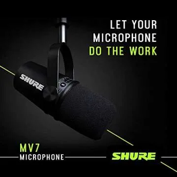 Shure MV7 USB Microphone + Gator 3000 Boom Stand Bundle for Podcasting, Recording, Live Streaming & Gaming, Built-In Headphone Output, All Metal USB/XLR Dynamic Mic, Voice-Isolating Technology - Black