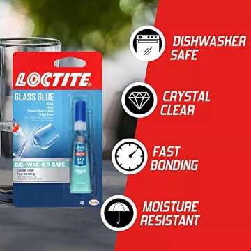 Loctite Glass Glue, 2 Gram Tube, 1 Pack - Clear Superglue for Glass, Plastic, Wood, Metal, Crafts, & Repair, Instant Glue Adhesive, Quick Dry
