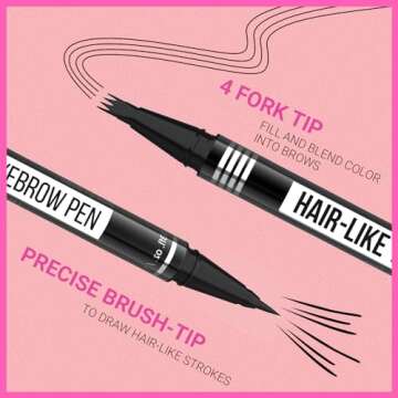 iMethod Eyebrow Pen - Eyebrow Pencil Magical 2-in-1 Eye Brow Pencils for Women with 4-Fork-Tip & Precise Brush-Tip Create Natural Hair-Like Brows, Last All-Day, Microblading Eyebrow Pen, Light Brown