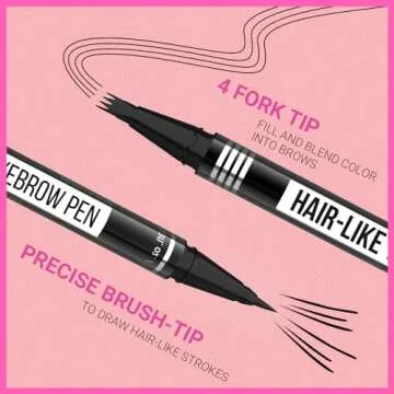 iMethod Eyebrow Pen - Eyebrow Pencil Magical 2-in-1 Eye Brow Pencils for Women with 4-Fork-Tip & Precise Brush-Tip Create Natural Hair-Like Brows, Last All-Day, Microblading Eyebrow Pen, Light Brown