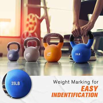 RitFit Neoprene Coated Solid Cast Iron Kettlebell - Great for Full Body Workout, Cross-Training, Weight Loss & Strength Training (5/10/15/20/25/30/35/40/45/50 LB) (15LB(Sky Blue))