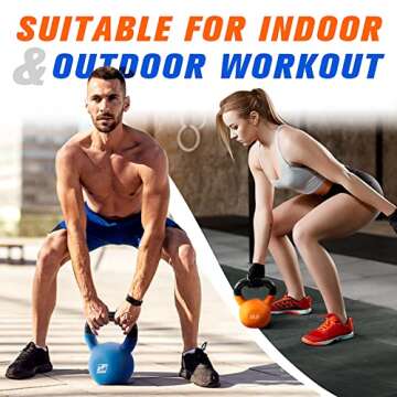 RitFit Neoprene Coated Solid Cast Iron Kettlebell - Great for Full Body Workout, Cross-Training, Weight Loss & Strength Training (5/10/15/20/25/30/35/40/45/50 LB) (15LB(Sky Blue))