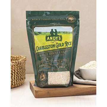 Andy’s Organic Carolina Gold Rice | Charleston Gold Long Grain White Rice | Gluten Free, Non GMO & Sugar Free | Aromatic | Harvested in the USA | 1 Pack | 20 Oz (1.25lb)