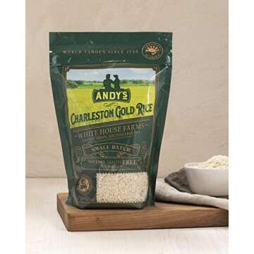 Andy’s Organic Carolina Gold Rice | Charleston Gold Long Grain White Rice | Gluten Free, Non GMO & Sugar Free | Aromatic | Harvested in the USA | 1 Pack | 20 Oz (1.25lb)