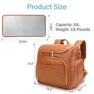 Leather Diaper Bag Backpack with Changing Pad - Stylish & Functional