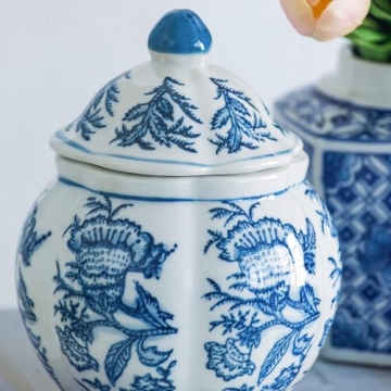 A&B Home Blue and White Ginger Jar Set for Elegant Decor