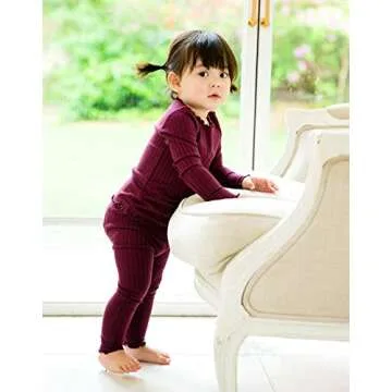 VAENAIT BABY Infant Toddler Kids Long Sleeve Modal Sleepwear Pajamas 2pcs Set Shirring Wine XS