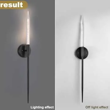 HOMLUCE Modern Black Wall Sconce Lighting，Hardwired Indoor LED Wall Lights, 5W Crystal Column Wall Mount Lamp, Minimalist Candle Wall Sconce Light for Hallway, Stairs, Bedroom, Living Room