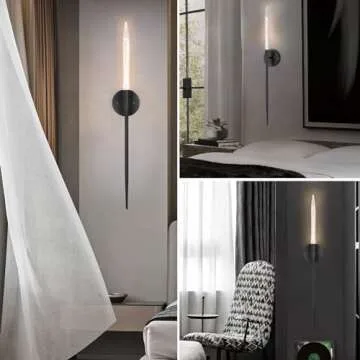 HOMLUCE Modern Black Wall Sconce Lighting，Hardwired Indoor LED Wall Lights, 5W Crystal Column Wall Mount Lamp, Minimalist Candle Wall Sconce Light for Hallway, Stairs, Bedroom, Living Room