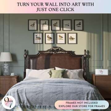 97 Decor Mallard Duck Decor For Home - Vintage Duck Hunting Poster, Ducks Wall Art Prints, Waterfowl Antique Mallard Nursery Decoration (8x10 Unframed)