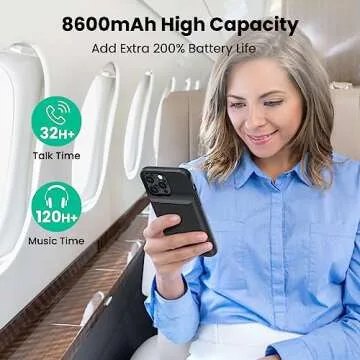 Battery Charging Case for iPhone 12Pro Max/13Pro Max/14Pro Max/14Plus (6.7 Inch), Powerful 8600mAh Portable Rechargeable Charger Case for iPhone 14ProMax/14Plus/13Promax/12Promax Battery Case-Black