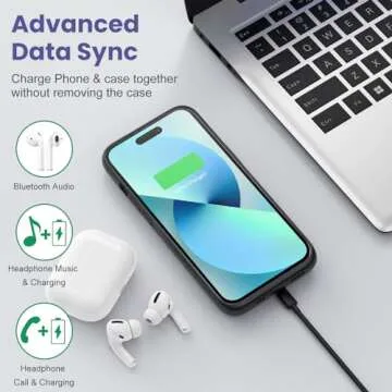 Battery Charging Case for iPhone 12Pro Max/13Pro Max/14Pro Max/14Plus (6.7 Inch), Powerful 8600mAh Portable Rechargeable Charger Case for iPhone 14ProMax/14Plus/13Promax/12Promax Battery Case-Black