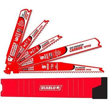 Freud Diablo DS005SC Carbide Reciprocating Saw Blade Set (5 Piece) for All Cutting Needs