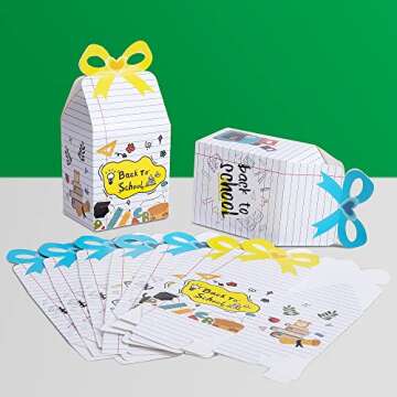 12 PCS Back to School Party Gift Boxes-Square First Day of School Candy Box with Bow-Treat Boxes for School Classroom Party Favor Supplies