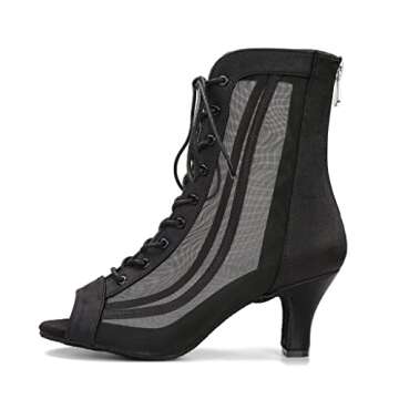 Women Ballroom Dance Boots Latin Salsa Dress Performance Practice Footwear 2.5inch Heels YT20(9.5, B...