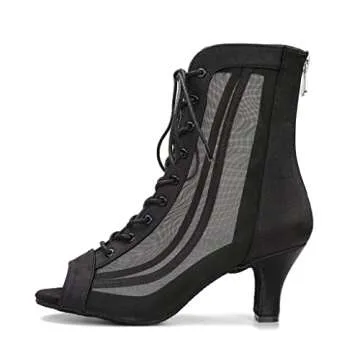 Women Ballroom Dance Boots Latin Salsa Dress Performance Practice Footwear 2.5inch Heels YT20(9.5, B...