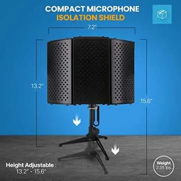 Pyle Sound Isolation Recording Booth Shield - 2" Thick Foldable Studio Microphone Dampening Filter Foam Cube, Audio Acoustic Noise Isolator Platform Pads w/ Wedgie Padding, Tripod Base Stand
