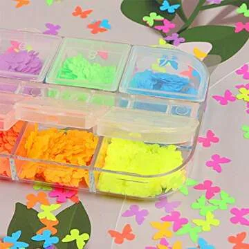 12 Color Butterfly Sequins for Vibrant Nail Art Decoration